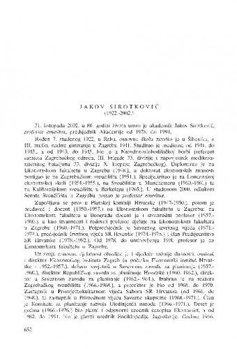 Jakov Sirotković (1922.-2002.) : [in memoriam] / Vladimir Stipetić