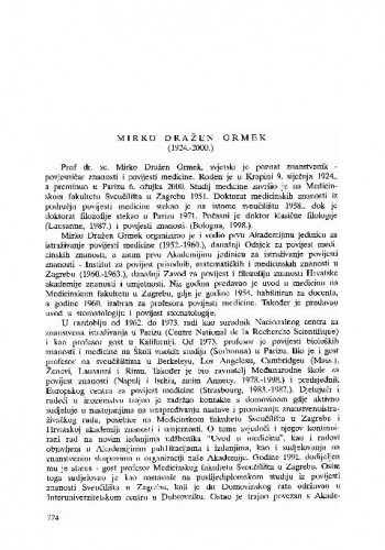 Mirko Dražen Grmek (1924.-2000.) / Biserka Belicza