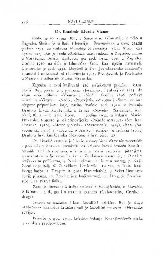 Dr. Branimir Livadić Vizner / V. Nazor