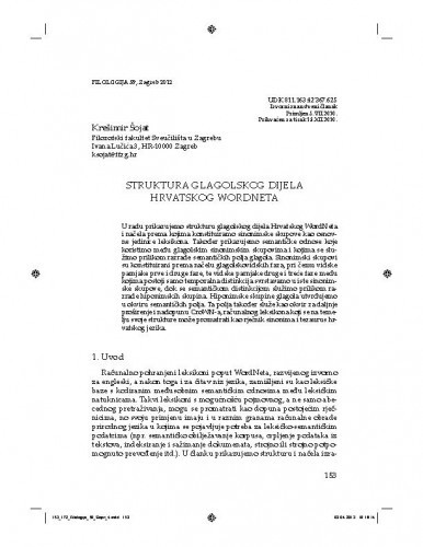 Struktura glagolskog dijela hrvatskog WordNeta / Krešimir Šojat