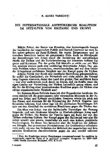 Die internationale antitürkische Koalition im Zeitalter von Križanić und Zrinyi / Ágnes R. Várkonyi