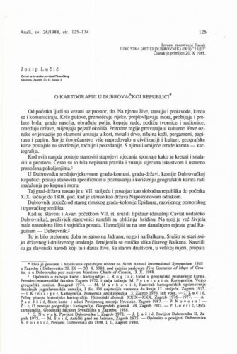 O kartografiji u Dubrovačkoj Republici / Josip Lučić