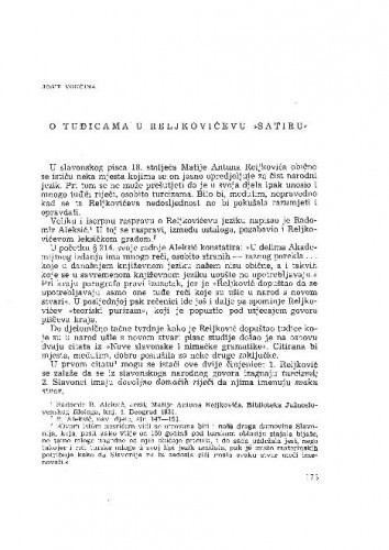 O tuđicama u Reljkovićevu Satiru / Josip Vončina