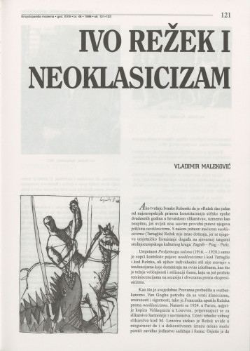 Ivo Režek i neoklasicizam / Vladimir Maleković