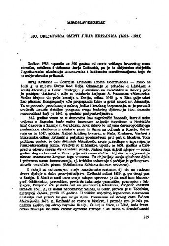 300. obljetnica smrti Jurja Križanića (1683-1983) / Miroslav Kurelac