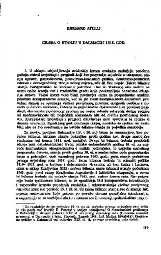 Građa o stanju u Dalmaciji 1818. god. / Bernard Stulli