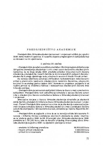Izvješće o radu Hrvatske akademije znanosti i umjetnosti u godini 2009.