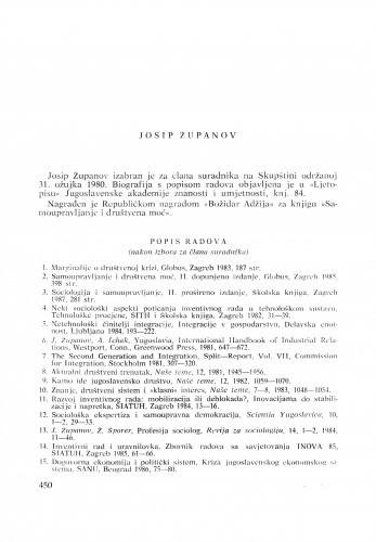 Josip Županov : [biografije novih članova Akademije]