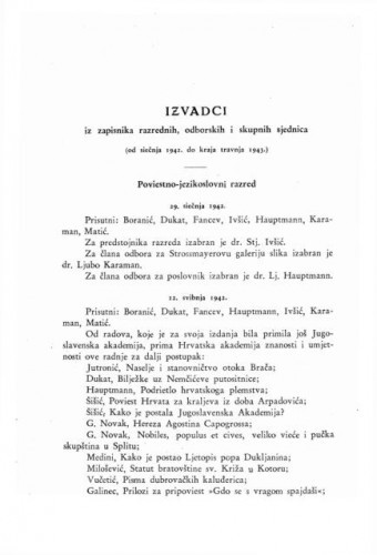 Izvadci iz zapisnika razrednih, odborskih i skupnih sjednica (od siečnja 1942. do kraja travnja 1943.)