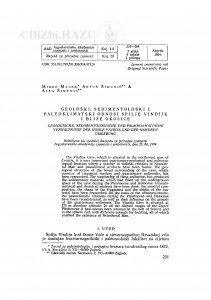 Geološki, sedimentološki i paleoklimatski odnosi spilje Vindije i bliže okolice / M. Malez, A. Šimunić, A. Šimunić