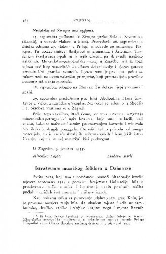 Istraživanje muzičkog folklora u Dalmaciji / B. Širola