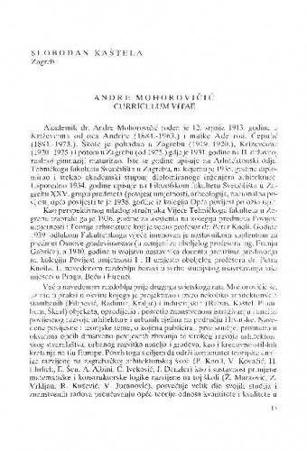 Andre Mohorovičić : curriculum vitae / Slobodan Kaštela