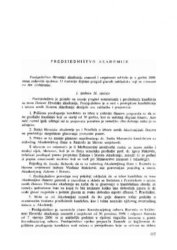Izvješće o radu Hrvatske akademije znanosti i umjetnosti u godini 2000.