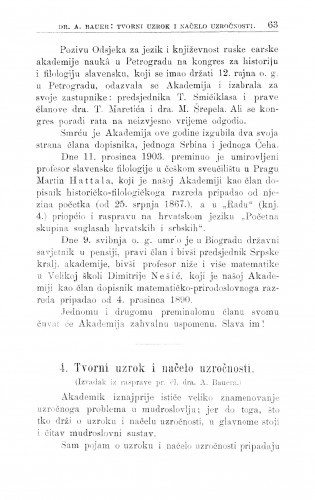 Tvorni uzrok i načelo uzročnosti : (Izvadak iz rasprave.) / A. Bauer