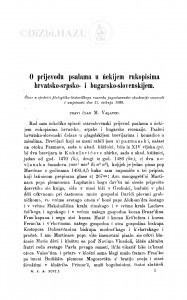 O prijevodu psalma u ńekijem rukopisima hrvatsko-srpsko i bugarsko-slovenskijem / M. Valjavec
