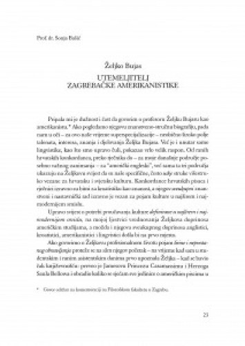 Željko Bujas : utemeljitelj zagrebačke amerikanistike