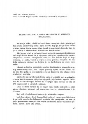 Znanstveni rad i djelo akademika Vladislava Brajkovića