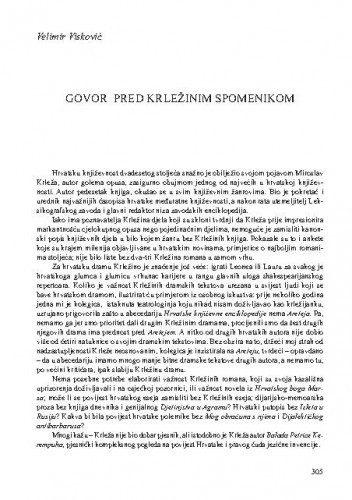 Govor pred Krležinim spomenikom / Velimir Visković