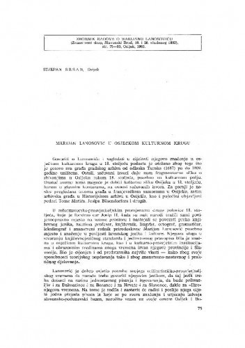 Marijan Lanosović u osječkom kulturnom krugu / Stjepan Sršan