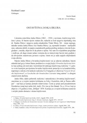Ostavština Janka Iblera / Reinhard Lauer