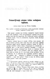 Ustanovljivanje atomne težine osebujnom toplinom / G. Janeček